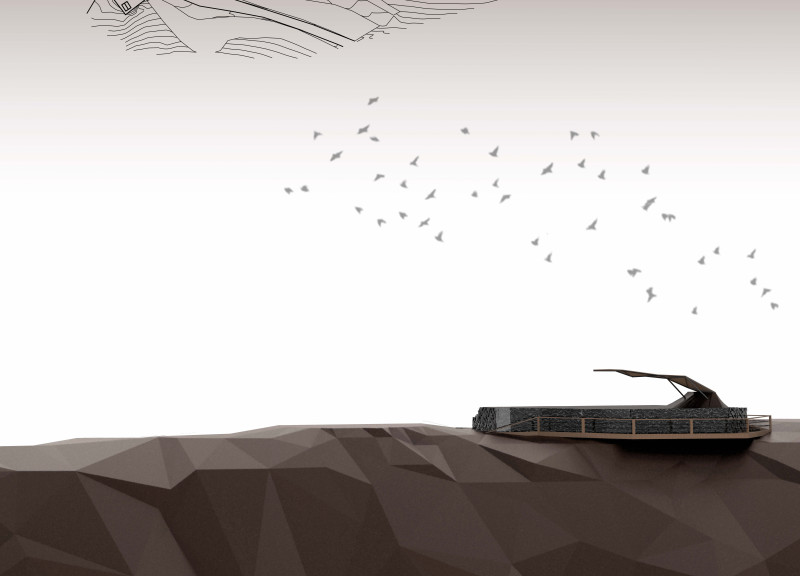 Obsidian Pathways and Birch Elements Create a Harmonious Viewing Experience in a Mountain Landscape  