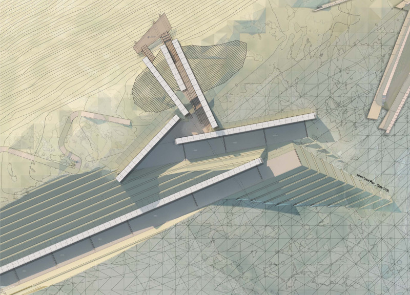 Curvilinear Pathways and Local Stone Elevate Observation Platforms in a Volcanic Landscape
