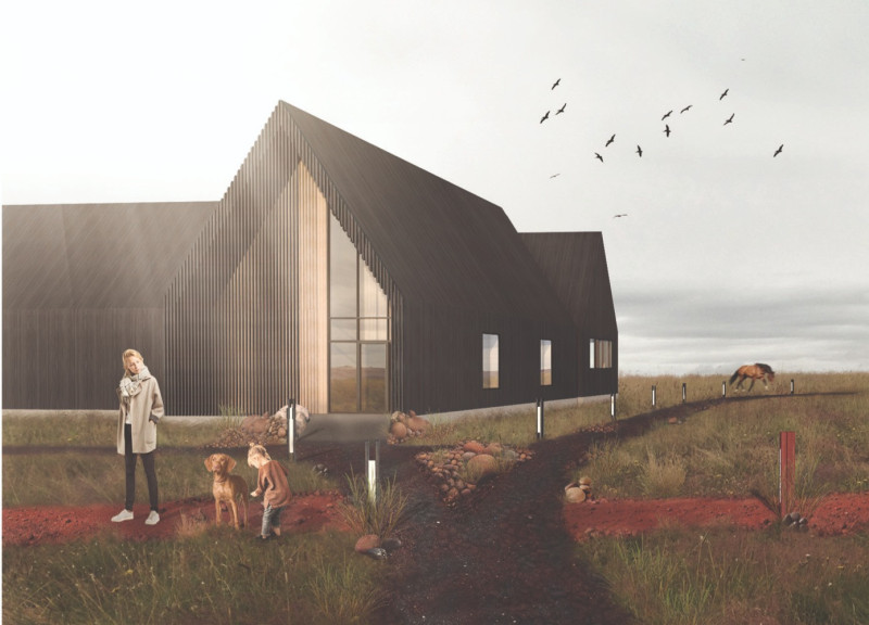 Weathered Cedar Pavilions Designed for Community Engagement Amidst Northern Lights