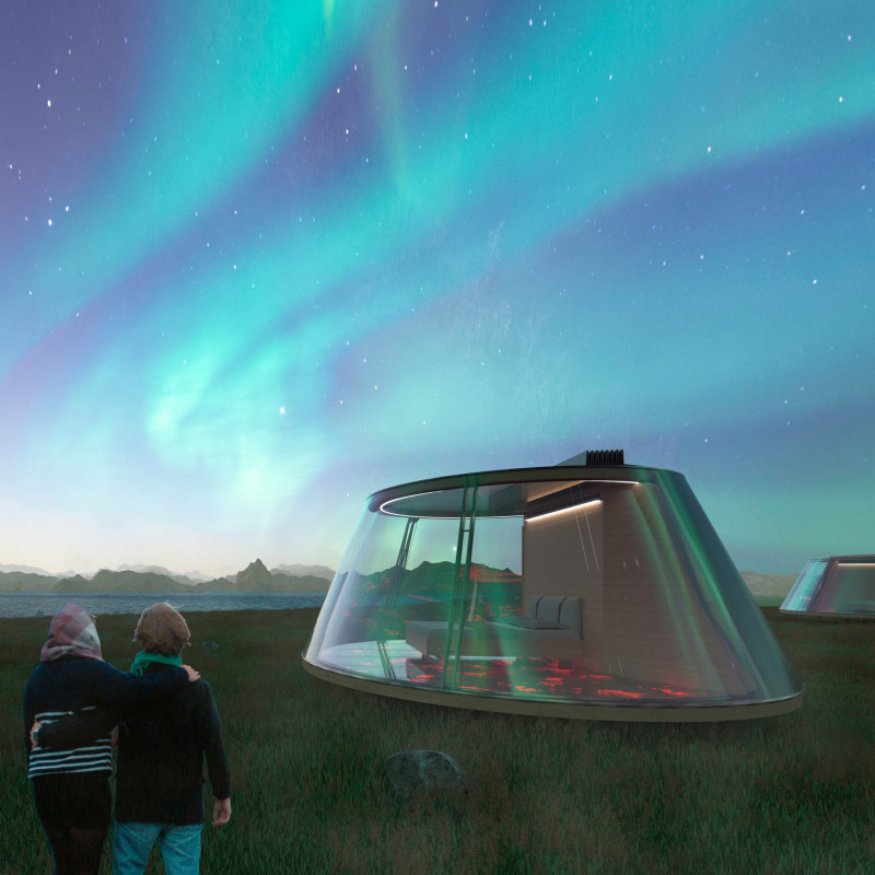 Circular Modules Crafted from Polycarbonate and Laminated Wood Panels in a Volcanic Landscape  
