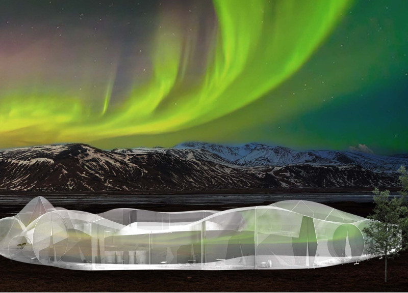 Retractable ETFE Facades and Modular Timber Units for Northern Lights Observation  