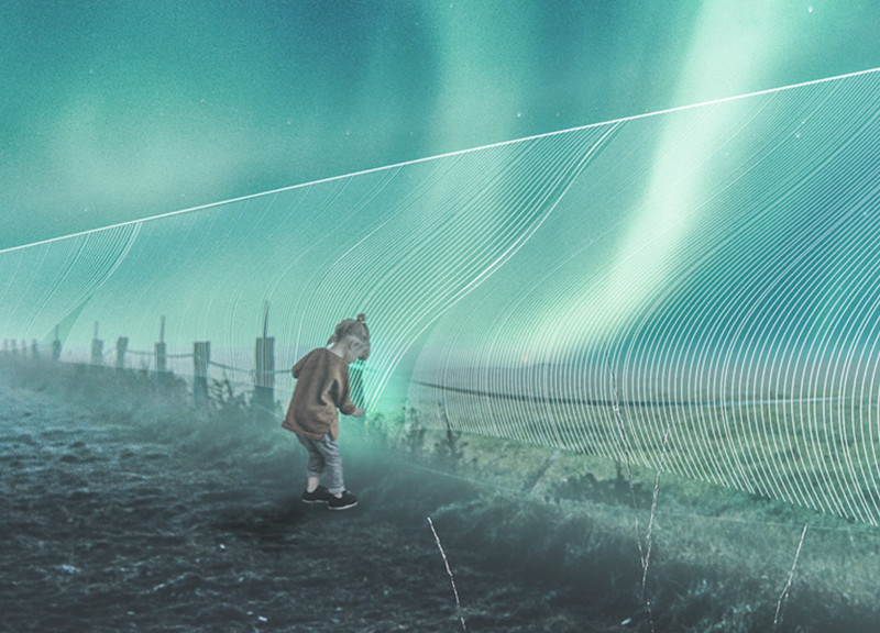 Reflective Threads and Natural Wood Create Tactile Spaces Inspired by the Aurora Borealis  