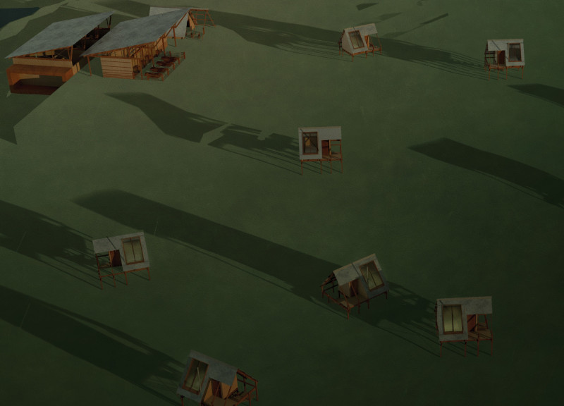 Elevated Timber Cabins with Glazed Pitched Roofs Embracing the Northern Lights Experience