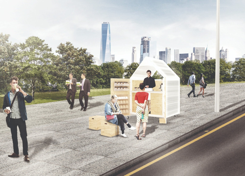 Folding Polycarbonate Structure Featuring Sustainable Aluminum Framework in Urban Coffee Experience