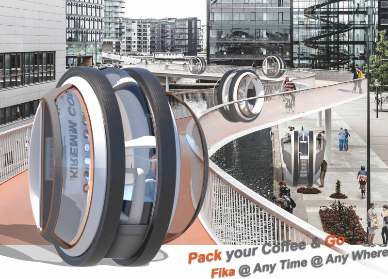 Monowheel Structure Featuring Transparent Polycarbonate and Aluminum for Mobile Coffee Experiences  