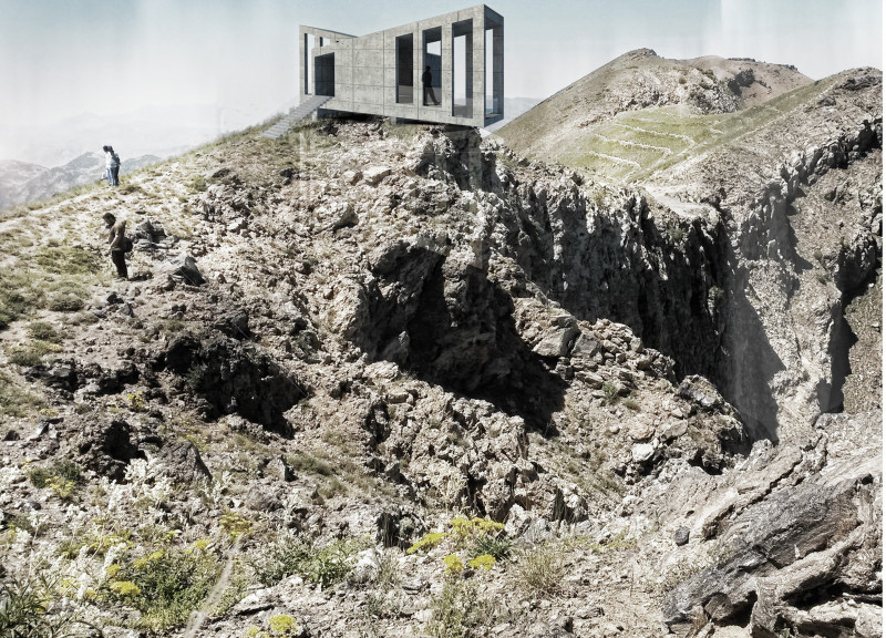 Volcanic Ash and Textured Concrete Define an Observational Haven in the Heart of Nature