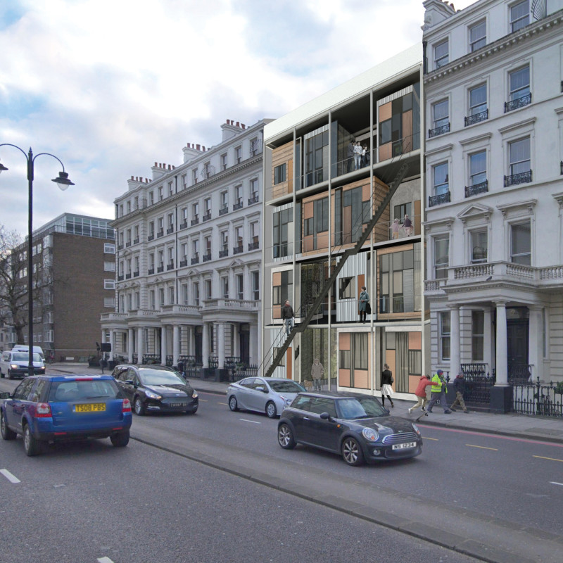 Modular Housing With Metal Frame and Charred Wooden Shingles Promoting Urban Sustainability