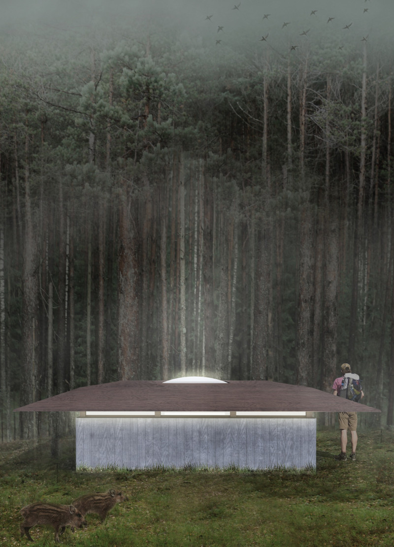 Geometric Huts with Board-Formed Concrete and Natural Wood Accents for Reflective Retreats  