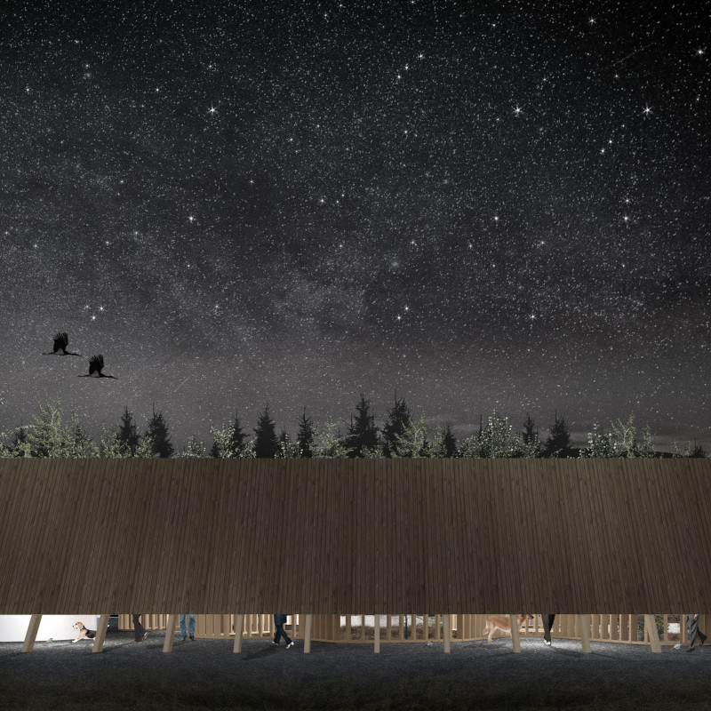 Charred Wooden Shingles and Cross-Laminated Timber Encompass a Versatile Community Space