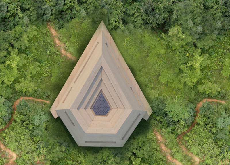 Biophilic Design With A Glass Roof and Local Timber in A Compact Meditation Retreat
