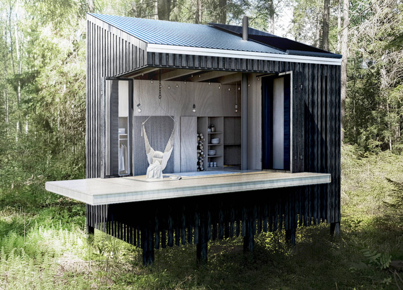 Charred Wooden Cladding Enhances A Secluded Retreat Nestled by the Lake