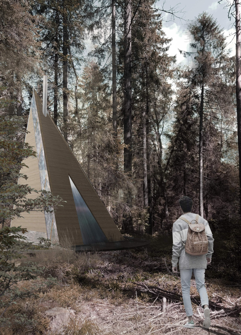 Natural Filtration and Larch Cabins Designed for Peaceful Reflection in the Forest  