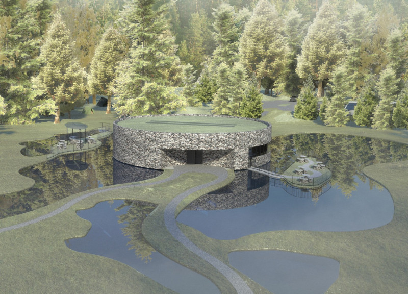 Gabion-Walled Visitor Centre Embracing Circular Form and Natural Ventilation Principles