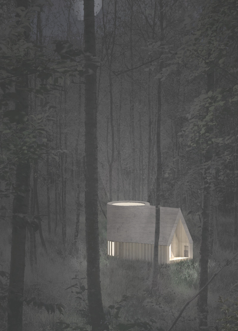 Cylindrical Retreat Crafted From Local Timber With Expansive Skylight For Natural Illumination