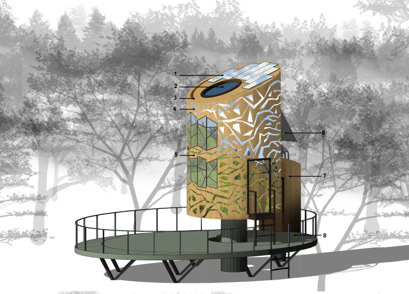 Charred Wooden Shingles and Cross-Laminated Timber Panels in a Multi-Use Community Space  