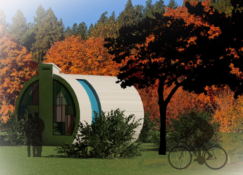 Circular Hub Crafted with Reinforced Concrete and Glass Panels Promoting Sustainable Cycling Practices