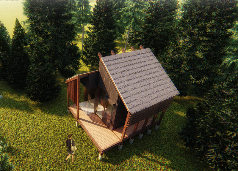 Charred Wooden Shingles and Carbonated Wood Create Tranquil Living Spaces in a Remote Forest Setting
