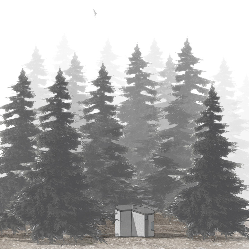 Cylindrical Retreat of Pinewood and Natural Elements for Introspective Experiences