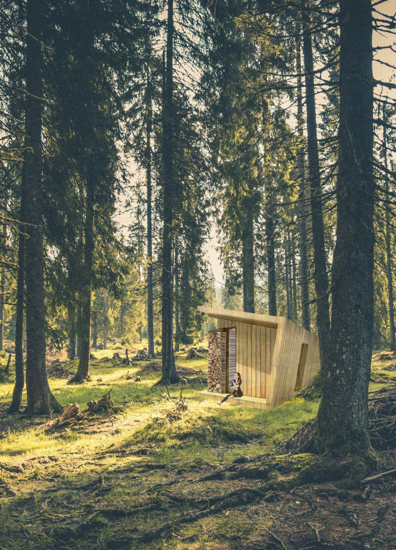 Meditation Retreat Featuring Natural Wood Pavilion and Modular Construction in the Latvian Wilderness  