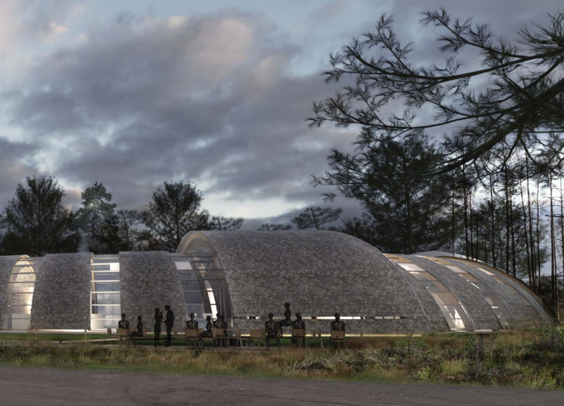 Charred Wooden Shingles and Timber Framing Integrating Wetland Learning Experiences