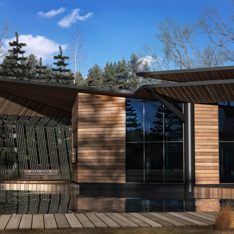 Charred Wooden Shingles and Glass Panels Enclose an Educational Hub in a Sensitive Wetland Environment