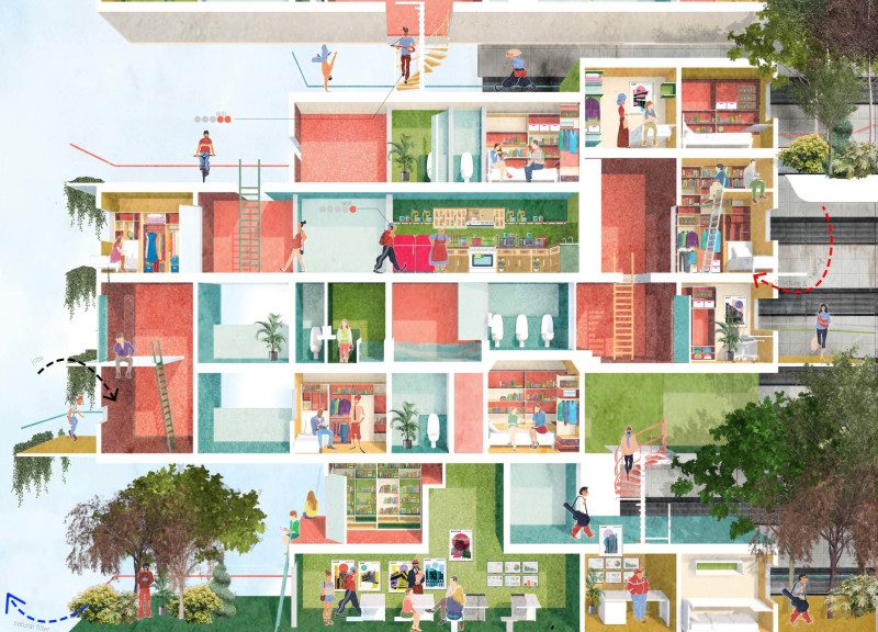 Biocomposite Living Spaces Integrated with Community Gardens in Circular Urban Development