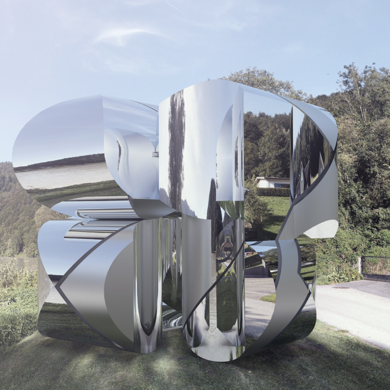 Reflective Stainless Structures Integrated Into The Natural Landscape Along A Cycling Route  