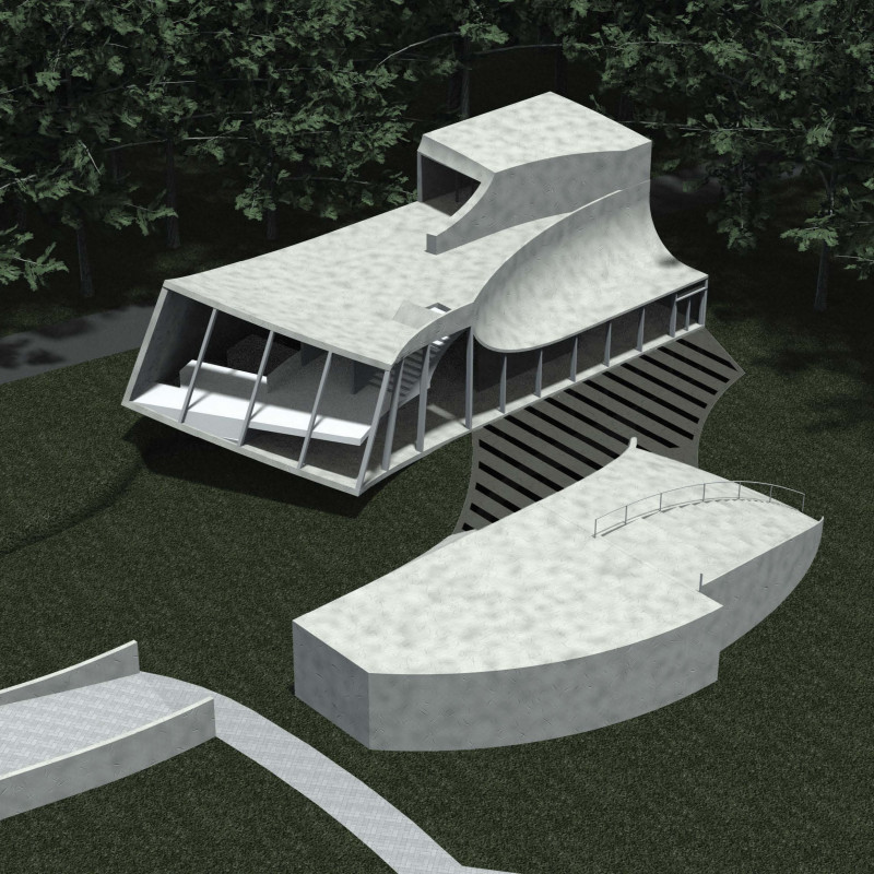 Curvilinear Structures with Transparent Façades and Natural Landscapes in a Community-Centric Space