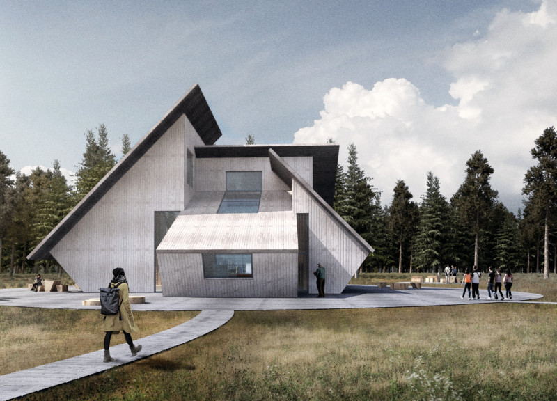 Natural Timber Facade With Sustainable Design Integrating Playful Terraces in a Biodiverse Landscape