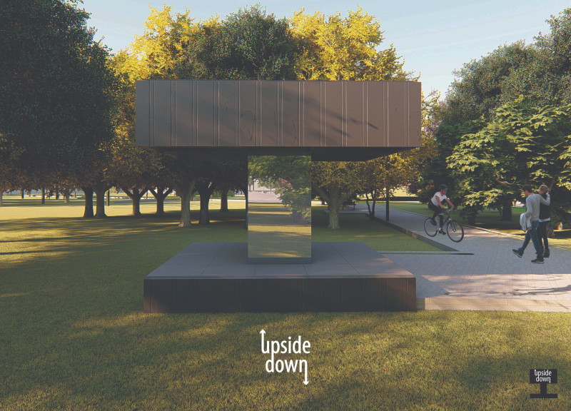 Reflective Mirrored Panels and Sustainable Steel Create a Multi-Functional Rest Stop Along the EuroVelo Route
