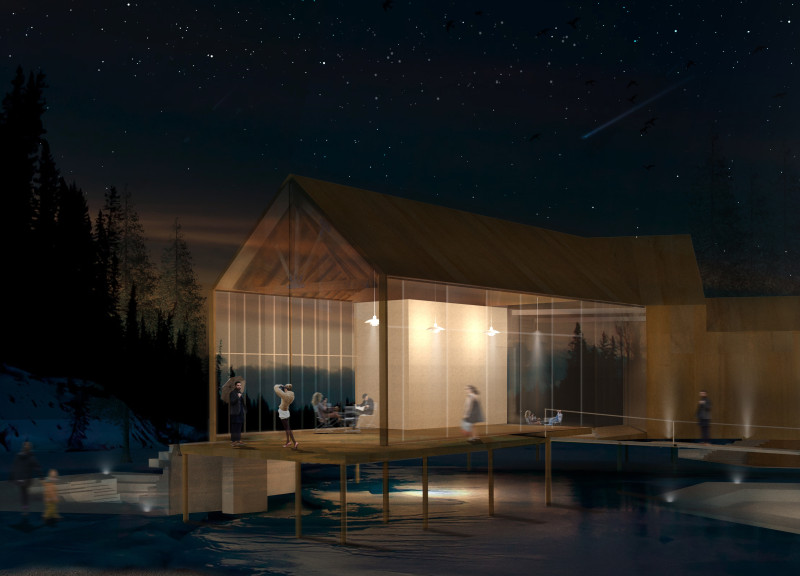 Charred Wooden Shingles and Clear Glass Frame A Sustainable Hub for Ecological Education