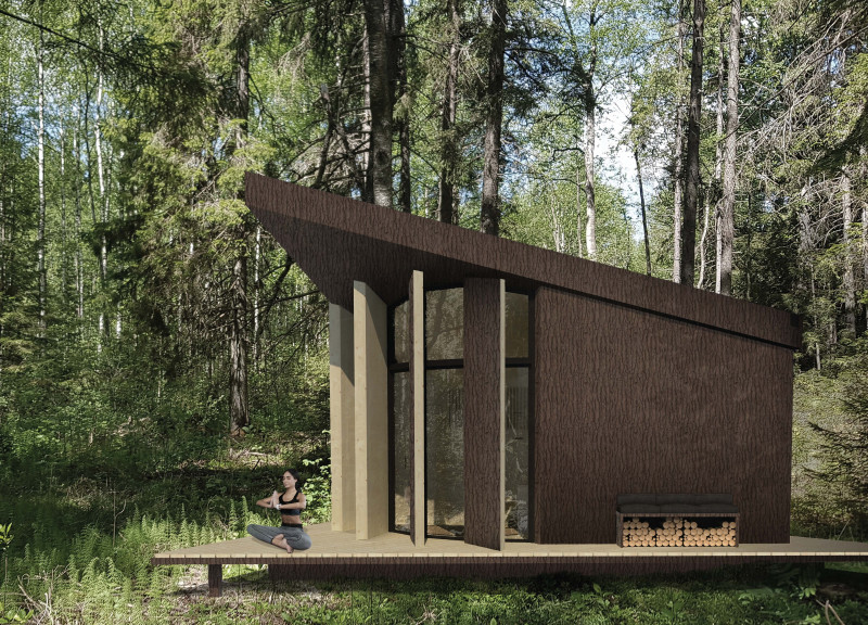 Charred Wooden Shingles and Cross-Laminated Timber Panels Define A Tranquil Cabin Retreat