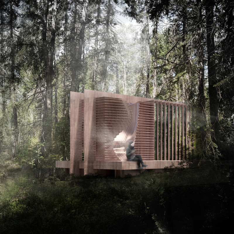 Birch Wood Structure Emphasizing Acoustic Experiences in a Natural Setting  