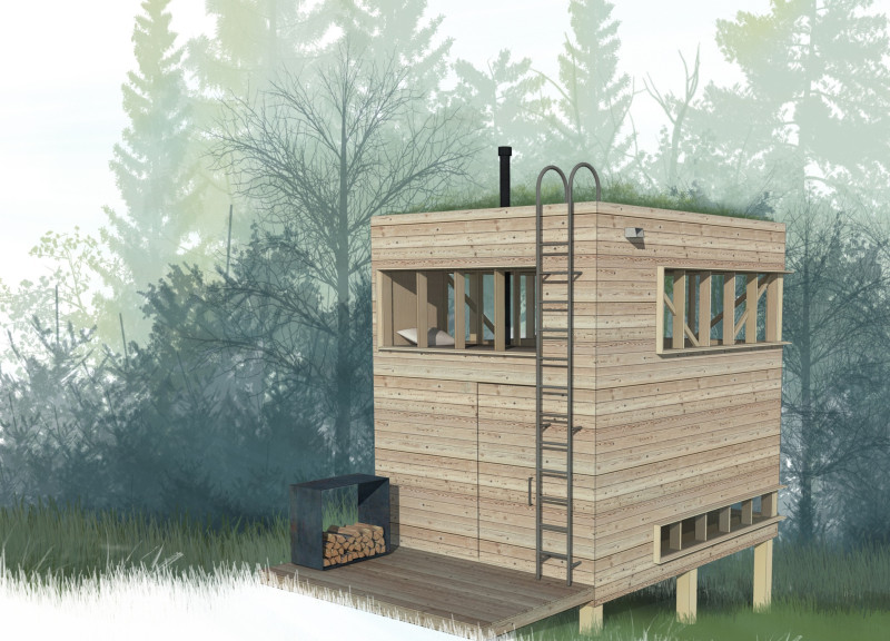 Sensory Retreats Crafted From Douglas Fir and Integrated Green Roofs in Forested Settings