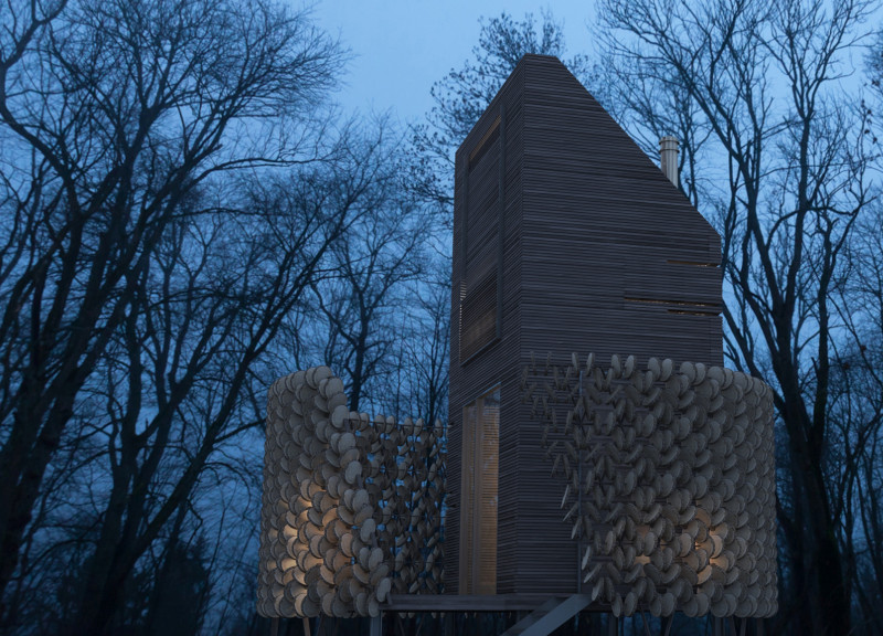 Charred Wooden Shingles and Cross-Laminated Timber Define a Serene Meditation Retreat in the Forest