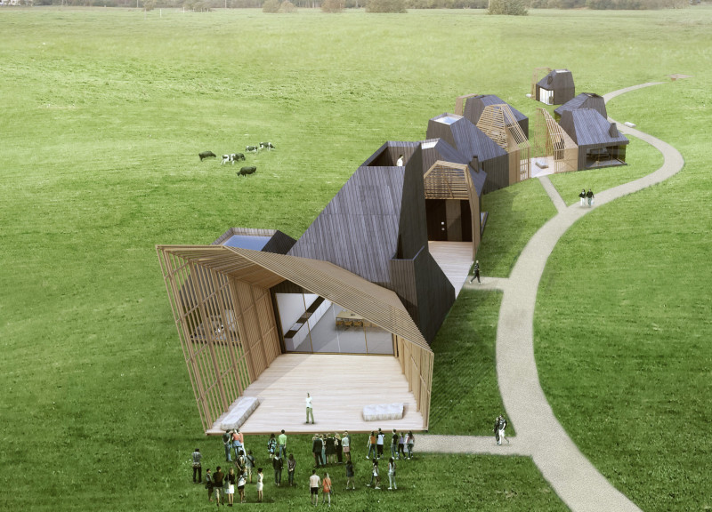 Charred Wooden Shingles and Cross-Laminated Timber Create Inspiring Communal Huts in Latvia