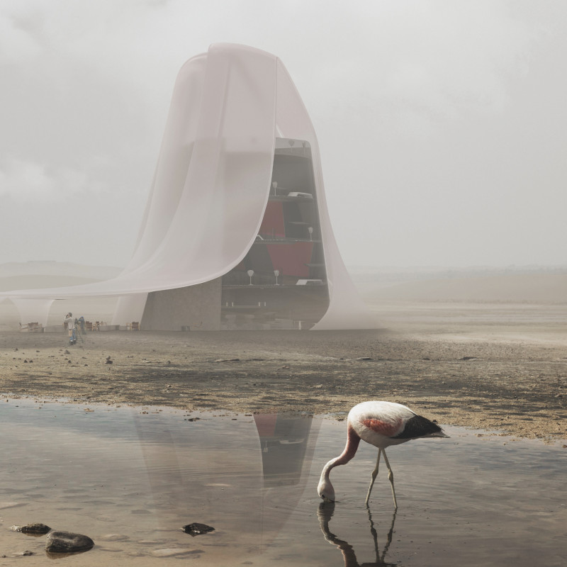 Fluidly Shaped Observation Tower Featuring ETFE Membrane and Sustainable Wood Integration