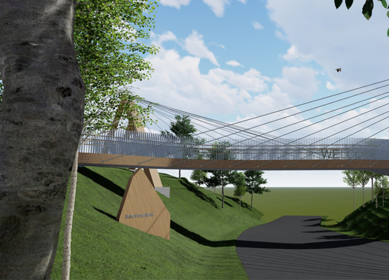 Sinuous Bridge Crafted From Laminated Timber and Steel Integrates Seamlessly With Natural Landscape  