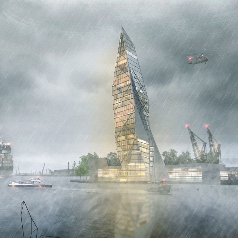 Charred Wood Facade and Glass Integration Create A Multifunctional Community Hub in A Dynamic Urban Waterfront