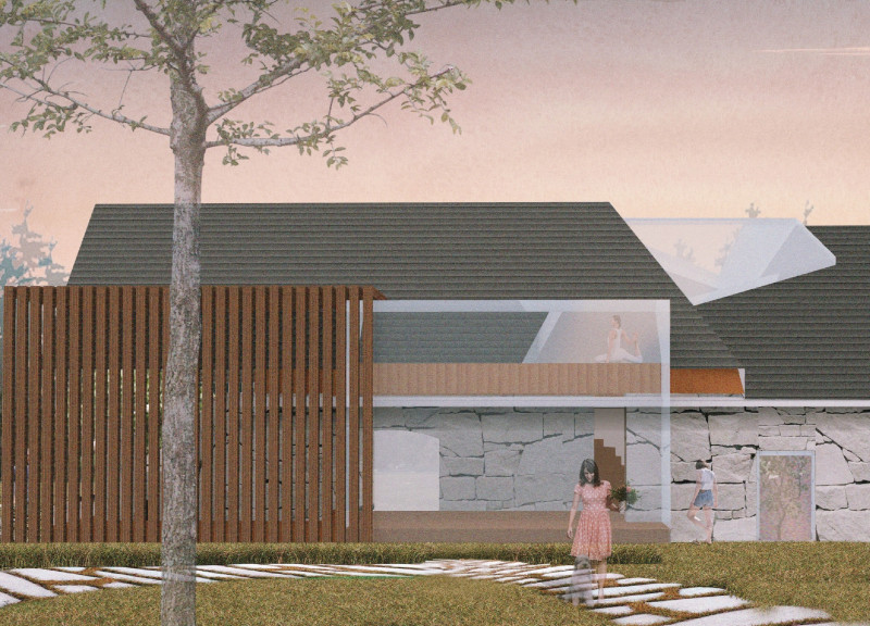 Preserved Stone Barn Featuring Natural Wood Finishes as a Community Hub