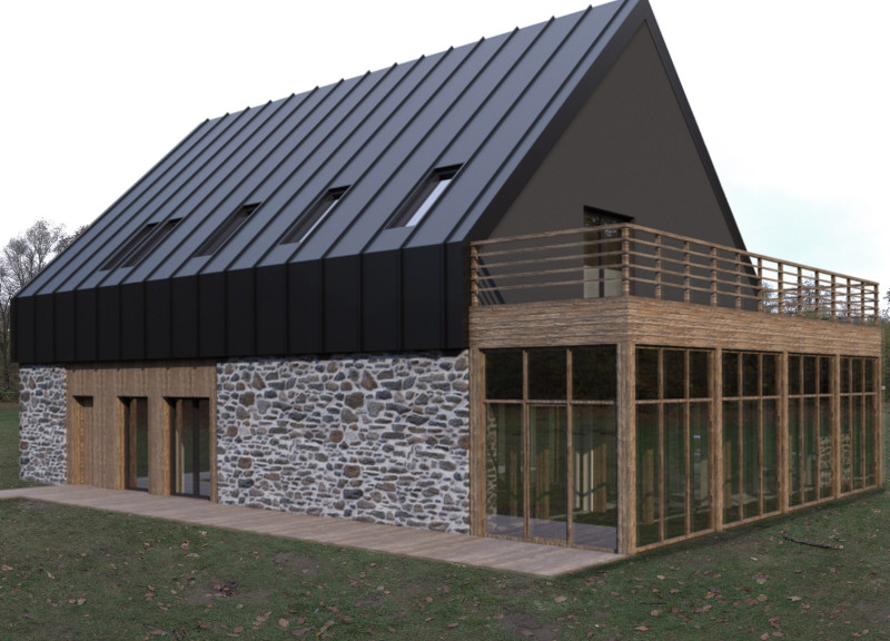 Charred Wooden Shingles and Plexiglass Facades in a Biophilic Guesthouse Design  