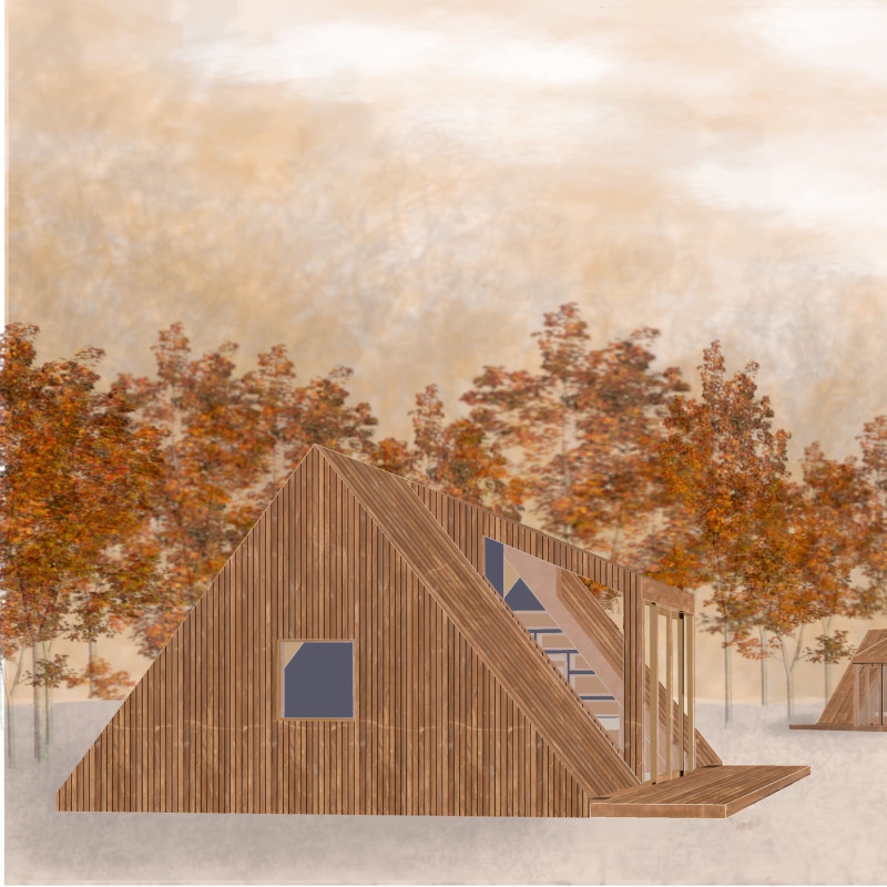 Cross-Laminated Timber Panels and Charred Wood Design in a Nature-Integrated Retreat  