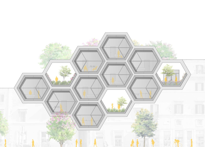 Hexagonal Modules Crafted From Bamboo and 3D Printed Elements for Sustainable Urban Living  