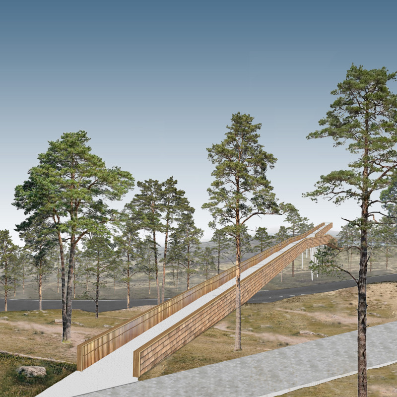 Corten Steel and Fir Cladding Bridge Harmonizing With Nature's Landscape  