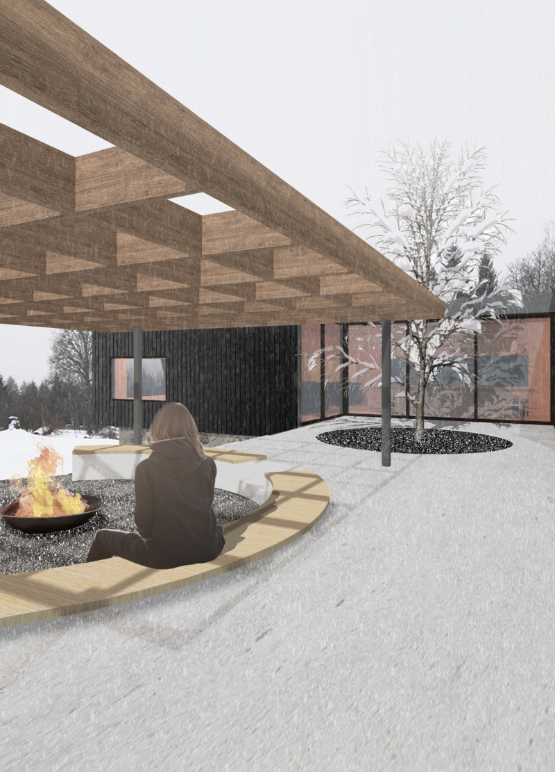 Charred Timber Cladding And Natural Stone Integration For Collaborative Retreat Spaces  
