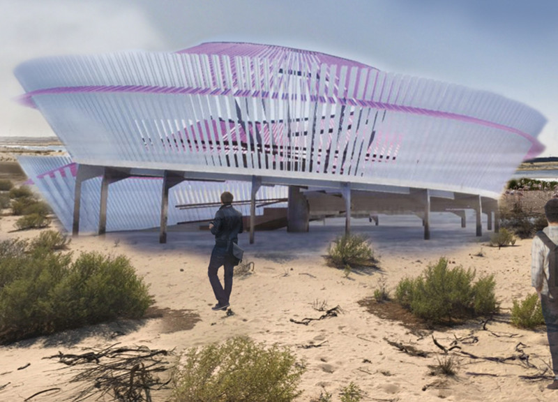Central Void and Light Steel Grid in a Sustainable Observation Tower Crafted from Durable Wood and Steel
