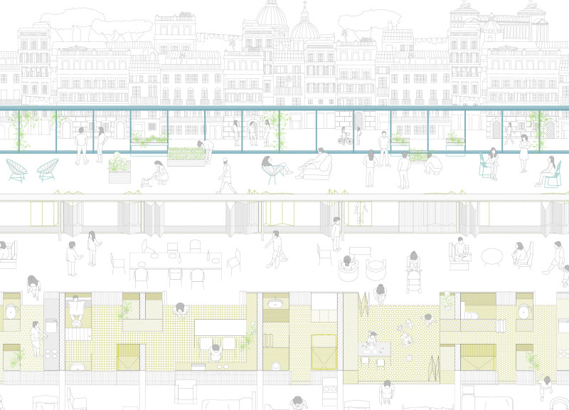 Natural Brown Cladding and Modular Spaces in a Collaborative Urban Living Environment  