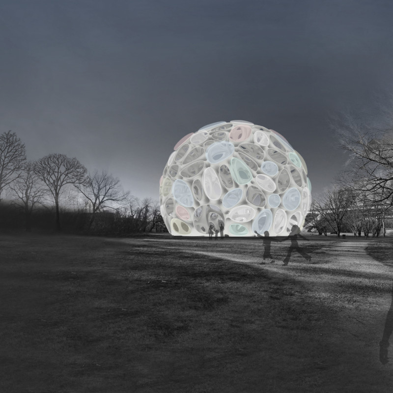 Translucent ETFE Shell Housing Adaptive Spaces for Community Engagement  