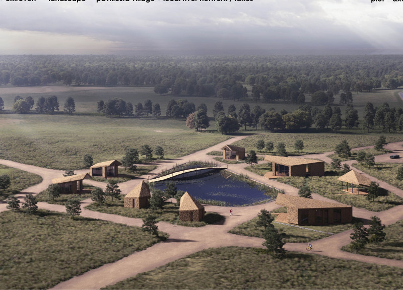 Natural Wood Huts Enhanced With Straw Thatching Create A Reflective Community Retreat  
