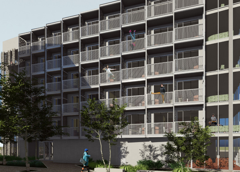 Charred Wooden Screens and Green Roofs Redefining Co-Living Spaces in Urban Environments